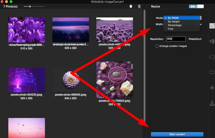 настройка параметров конвертации