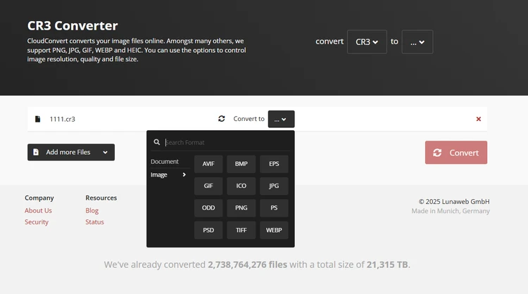 выбор формата