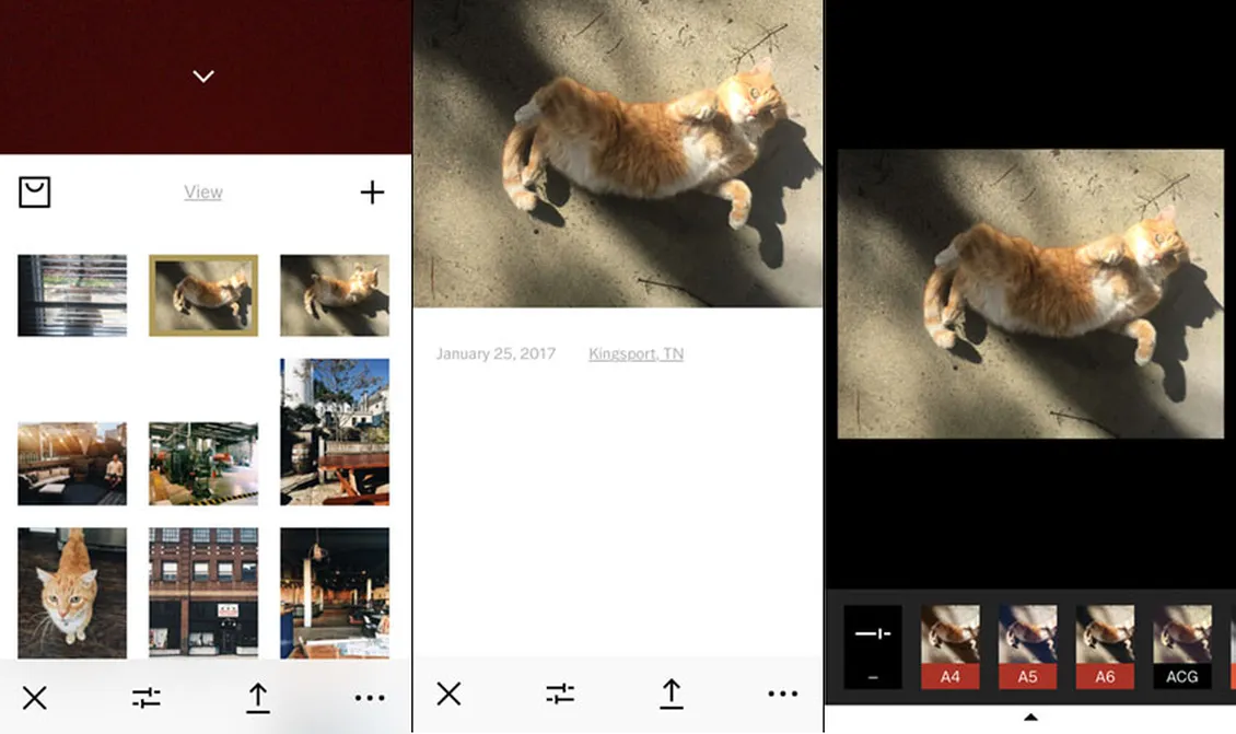 интерфейс приложения VSCO