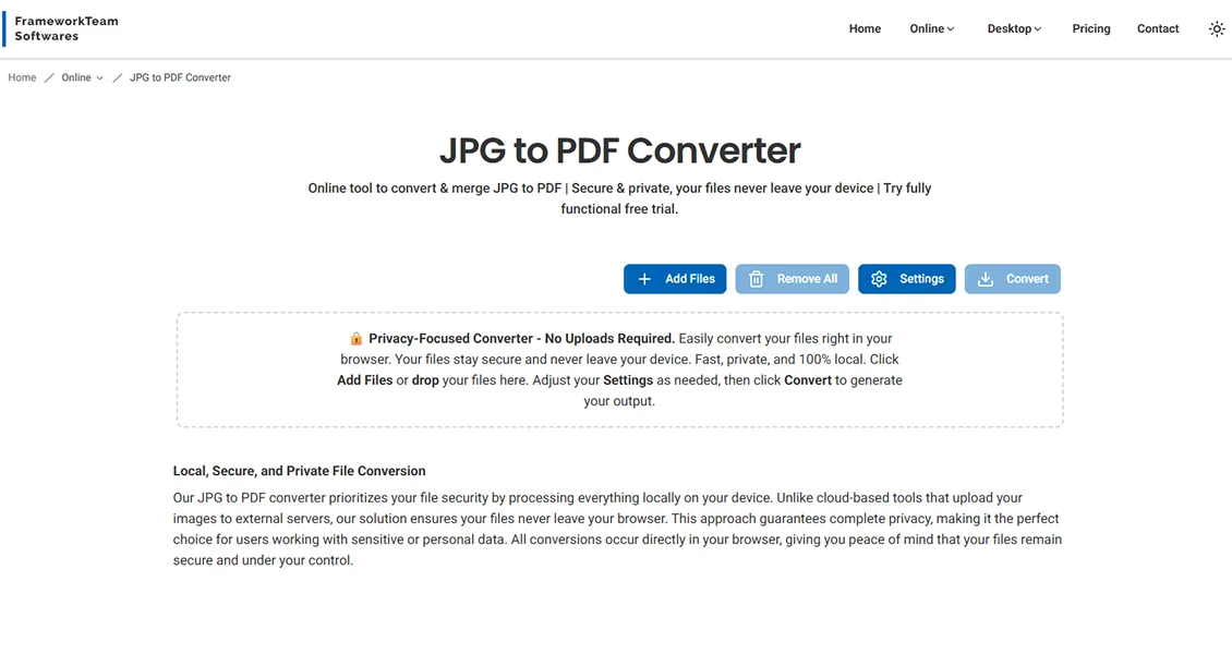 FrameworkTeam JPG to PDF Converter скачать бесплатно