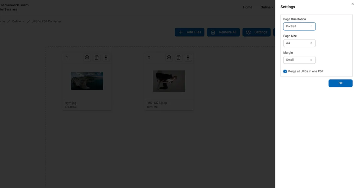 FrameworkTeam JPG to PDF Converter онлайн скачать