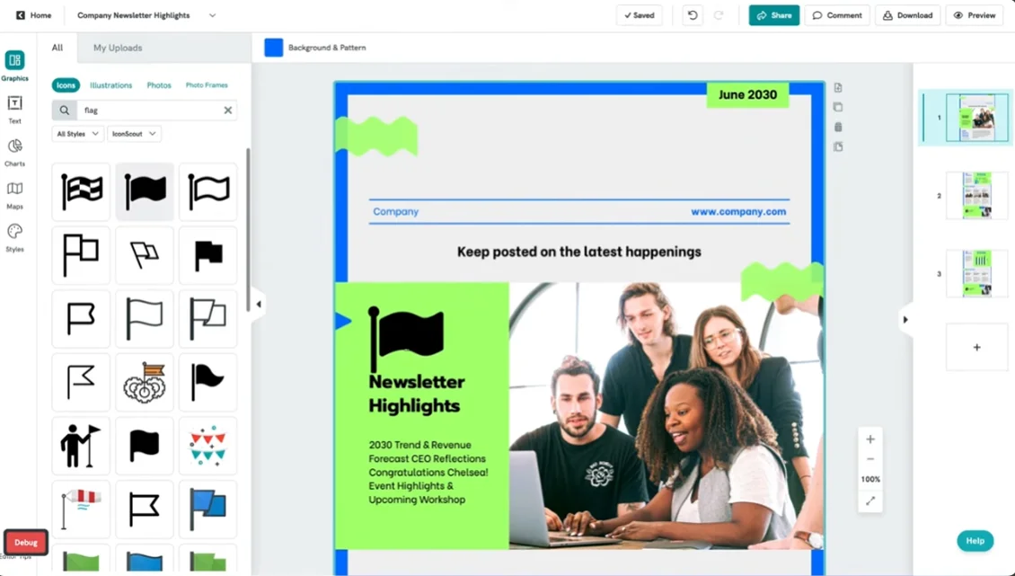 интерфейс Piktochart